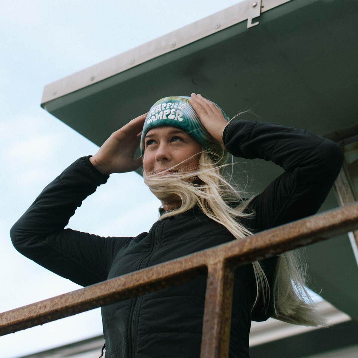 Happiest Camper Tie Dye Beanie - Trek Light