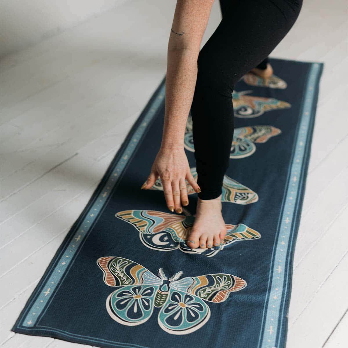 Painted Moth Yoga Towel - Trek Light