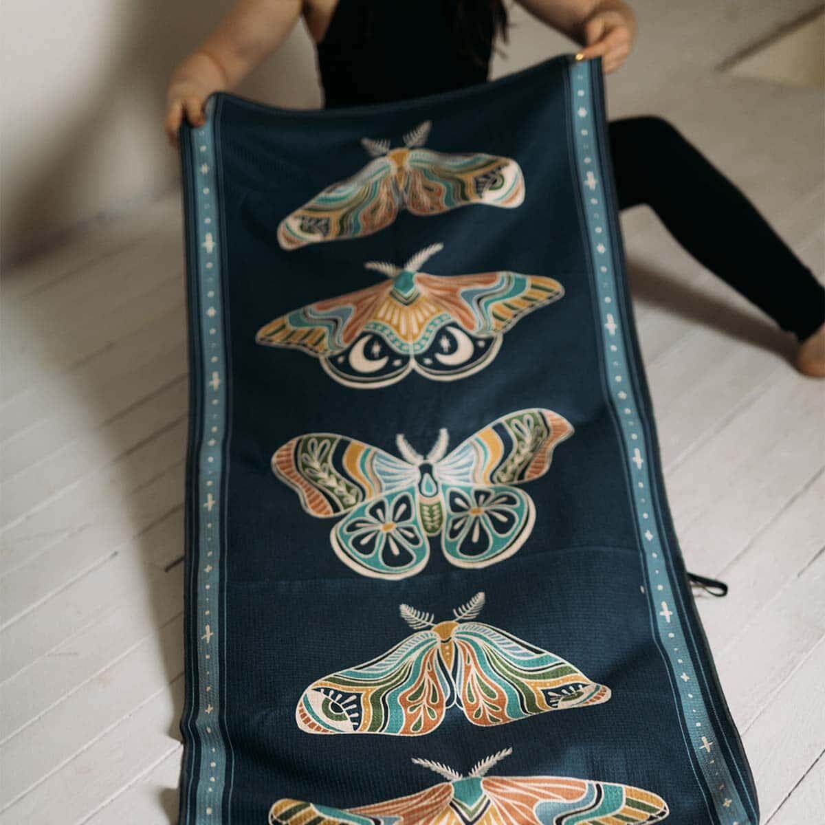 Painted Moth Yoga Towel - Trek Light