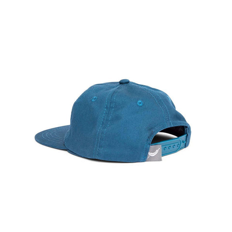 Trek Light Take Me To The River Kids Snapback Hat in blue, featuring a flat brim and adjustable fit, perfect for youthful river adventures.