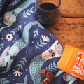Mermaids Kitchen & Tea Towel with a glass of wine and chocolate