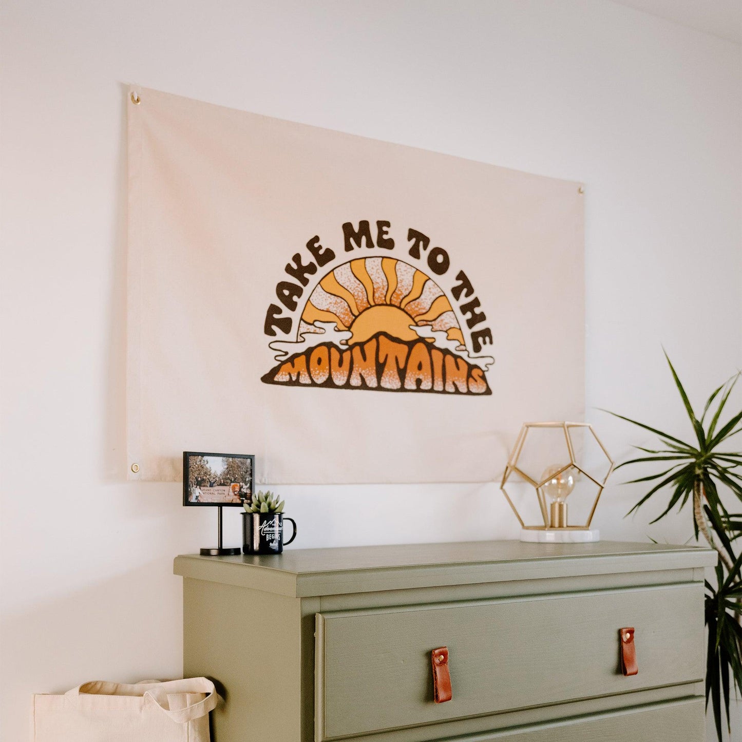 Take Me To The Mountains Canvas Flag - undefined - Trek Light