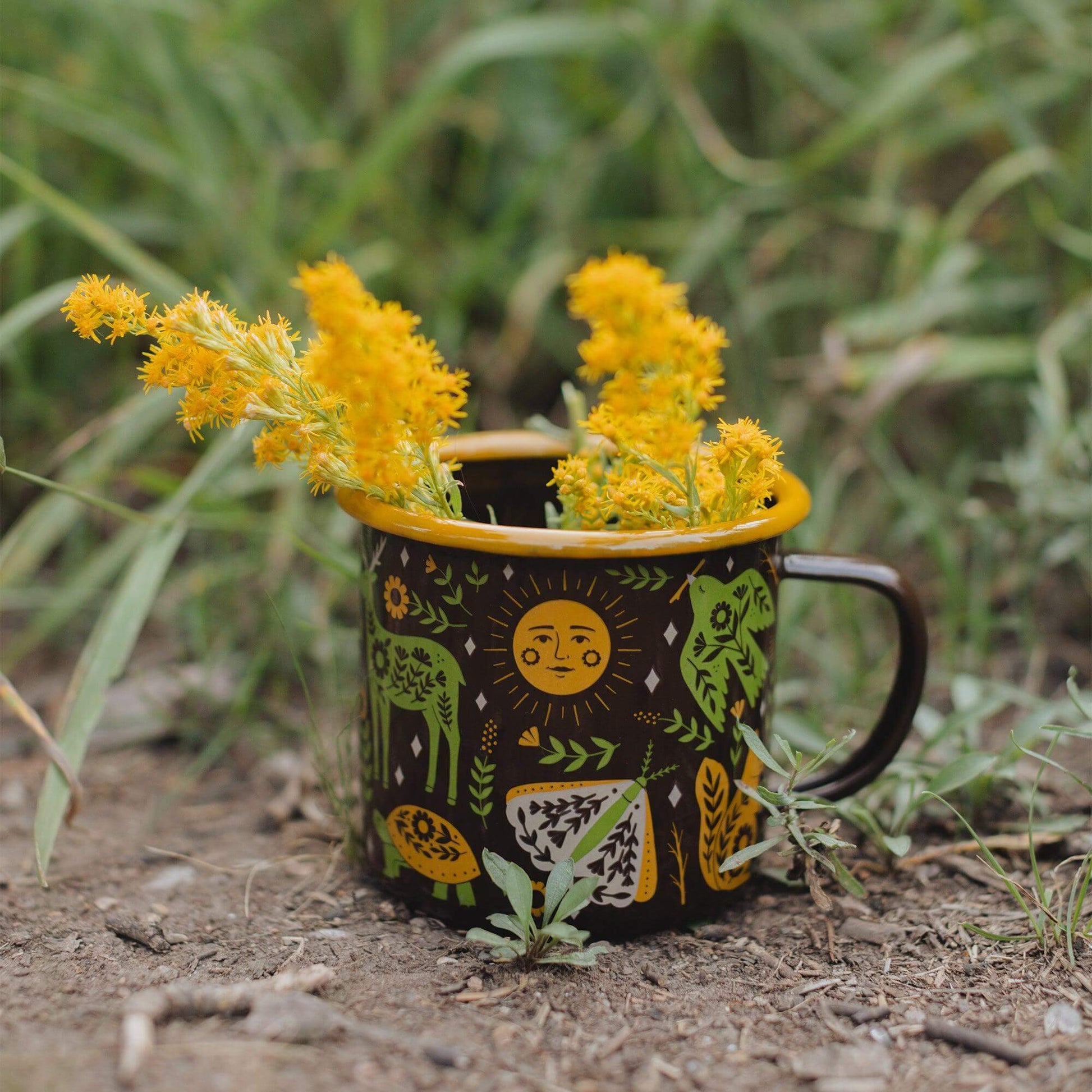 Hand-drawn Bear 10 Oz Camping Mug Woodland Enamel Coffee Mug Minnesota Gift  Rustic Cabin Decor Camping Gear Enamelware 