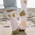 Cozy Trek Light socks with 'Camping Is For Lovers' design, perfect for adventures by the beach or mountains.