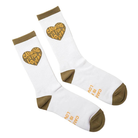Cozy Camping Is For Lovers socks by Trek Light, perfect for adventures and comfort lovers.