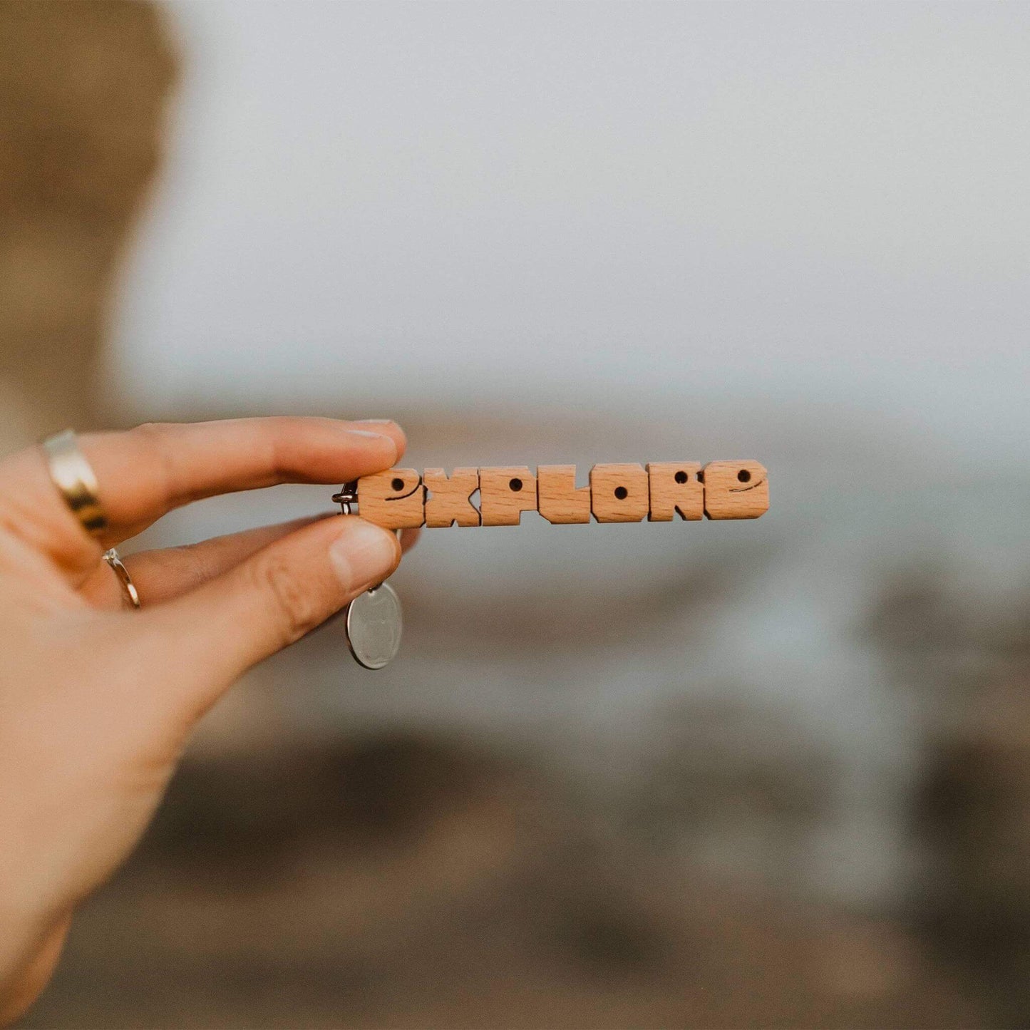 EXPLORE Wood Keychain - Trek Light