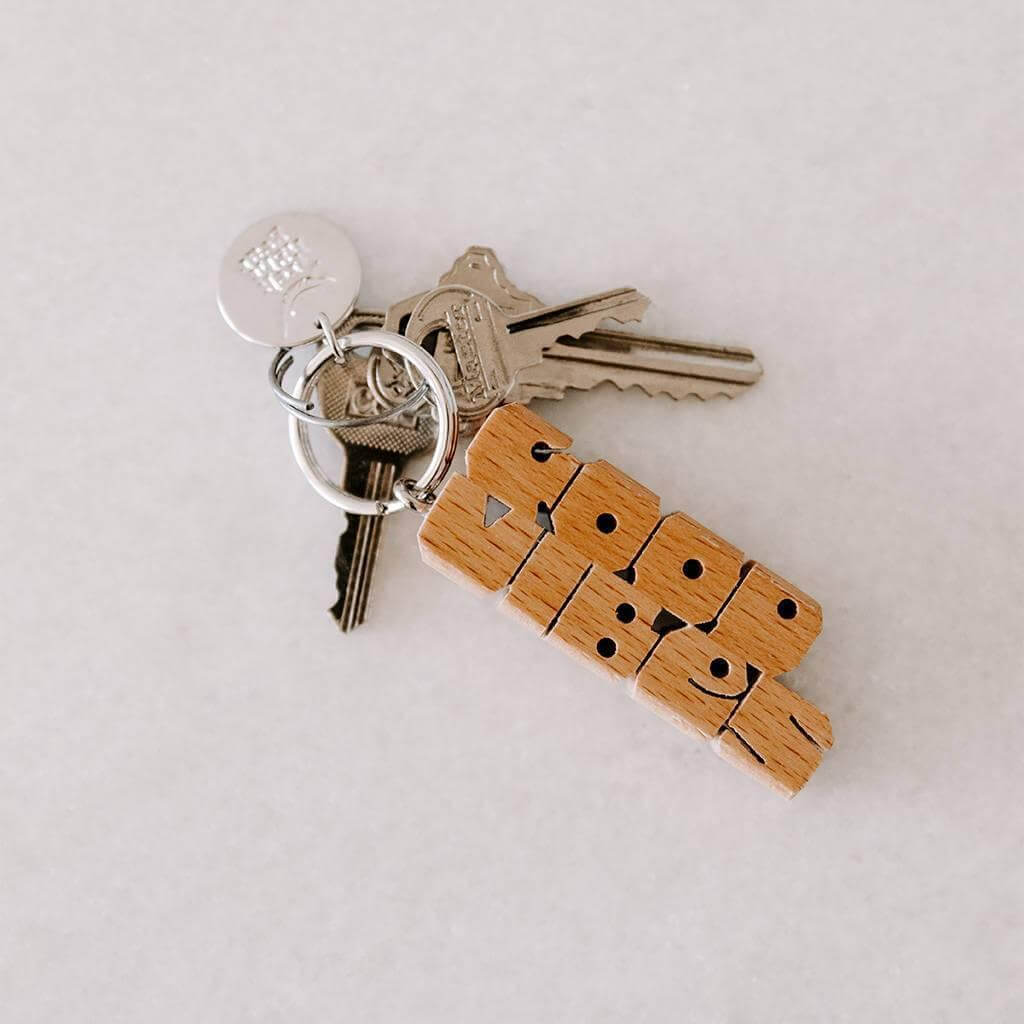 GOOD VIBES Wood Keychain - Trek Light