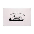 Canvas Flag Wall Art with 'Nothing To Do Today But Smile' print, 31x48 inches, Trek Light design with brass grommets for easy hanging.