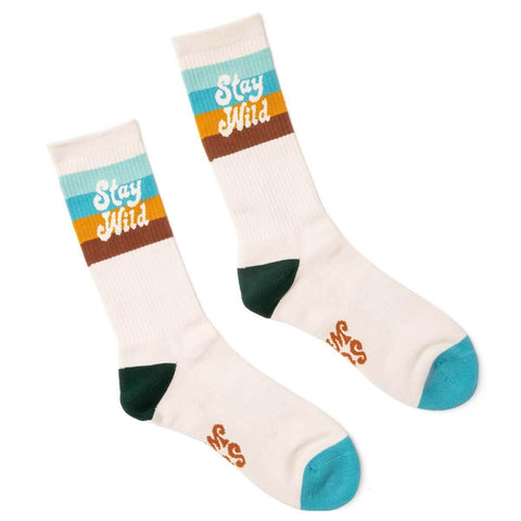 Stay Wild socks with colorful stripes, ideal for sliding fun; cozy and comfy daily wear by Trek Light for all ages.
